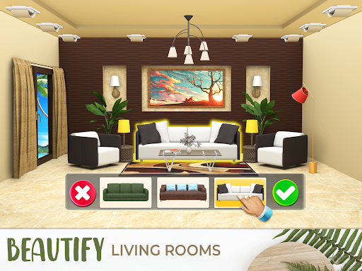 A cozy, creatively decorated living room with vibrant colors, capturing the essence of a dream home makeover.