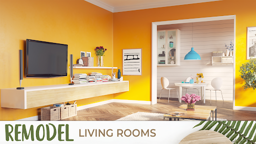 A cozy, creatively decorated living room with vibrant colors, capturing the essence of a dream home makeover.