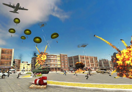 An exhilarating battlefield scene from the Beach Head game, capturing the intense action and strategic defense elements.