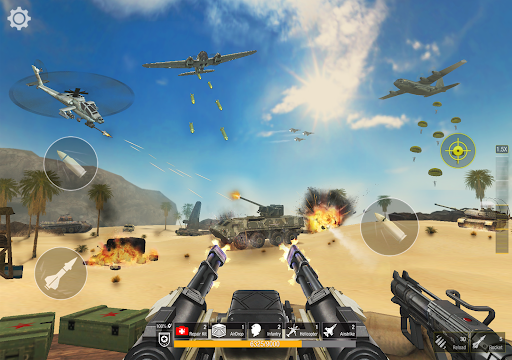 An exhilarating battlefield scene from the Beach Head game, capturing the intense action and strategic defense elements.