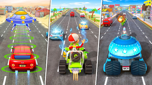 A thrilling and vibrant racing scene, capturing the excitement and speed of Mini Car Raceway: Endless Drive, with colorful cars and dynamic tracks.