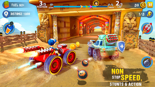 A thrilling and vibrant racing scene, capturing the excitement and speed of Mini Car Raceway: Endless Drive, with colorful cars and dynamic tracks.