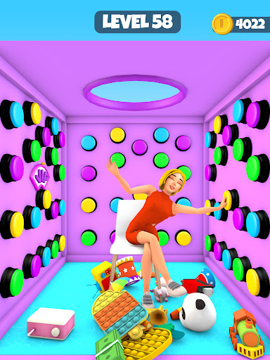 A curious player pondering over a colorful puzzle game, deeply engaged and eager to solve the mysteries behind each button.