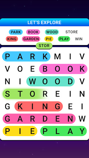 A vibrant illustration of a brain exercising with a word search puzzle, symbolizing mental agility and fun.