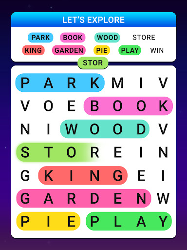 A vibrant illustration of a brain exercising with a word search puzzle, symbolizing mental agility and fun.