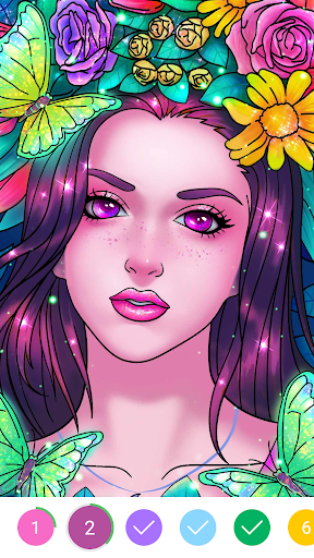 A vibrant and soothing digital coloring experience, offering stress relief and creative expression.