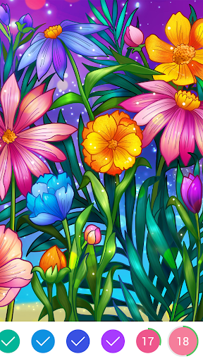 A vibrant and soothing digital coloring experience, offering stress relief and creative expression.