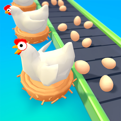 A vibrant and bustling egg factory, filled with colorful eggs and busy workers, representing the excitement and strategy of managing your own egg empire in Idle Egg Factory.