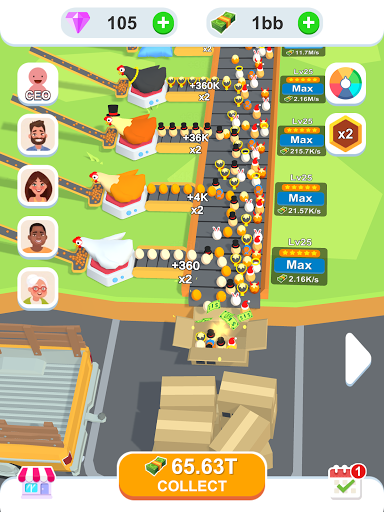 A vibrant and bustling egg factory, filled with colorful eggs and busy workers, representing the excitement and strategy of managing your own egg empire in Idle Egg Factory.