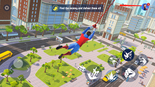 A thrilling image of a superhero swinging through a city, symbolizing adventure and excitement.