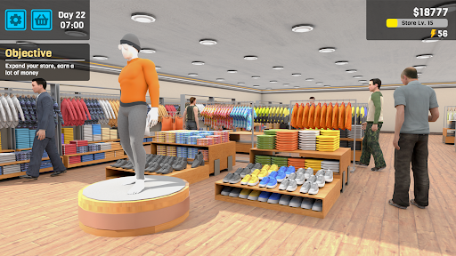 A lively and bustling supermarket scene filled with vibrant fashion items, capturing the excitement and creativity of the Supermarket Fashion Simulator game.