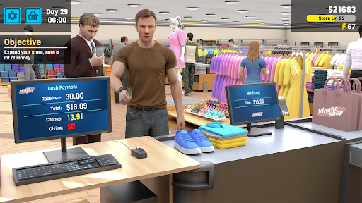 A lively and bustling supermarket scene filled with vibrant fashion items, capturing the excitement and creativity of the Supermarket Fashion Simulator game.