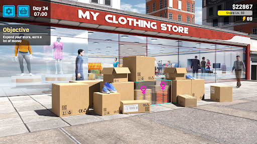 A lively and bustling supermarket scene filled with vibrant fashion items, capturing the excitement and creativity of the Supermarket Fashion Simulator game.