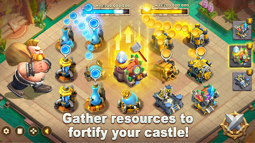 A thrilling scene of epic battles and strategic planning, capturing the essence of Castle Clash's vibrant and adventurous world.