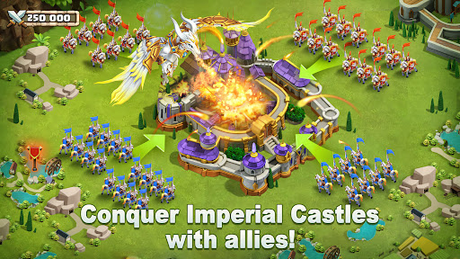 A thrilling scene of epic battles and strategic planning, capturing the essence of Castle Clash's vibrant and adventurous world.