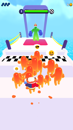 A colorful and dynamic scene from Blob Clash, showcasing strategic gameplay with vibrant blob characters making their move on the game board, illustrating the excitement and challenge of the game.