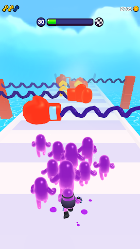 A colorful and dynamic scene from Blob Clash, showcasing strategic gameplay with vibrant blob characters making their move on the game board, illustrating the excitement and challenge of the game.