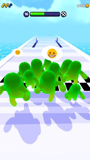 A colorful and dynamic scene from Blob Clash, showcasing strategic gameplay with vibrant blob characters making their move on the game board, illustrating the excitement and challenge of the game.