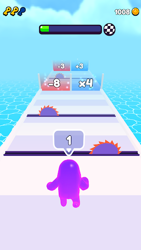 A colorful and dynamic scene from Blob Clash, showcasing strategic gameplay with vibrant blob characters making their move on the game board, illustrating the excitement and challenge of the game.