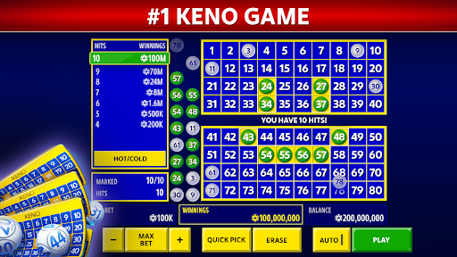 A thrilling and engaging depiction of the excitement and anticipation in a Keno game, capturing the vibrant atmosphere of a casino.