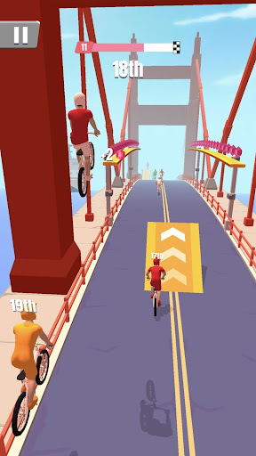 An exhilarating race experience on a mobile device, capturing the thrill and speed of a high-adrenaline bike race.