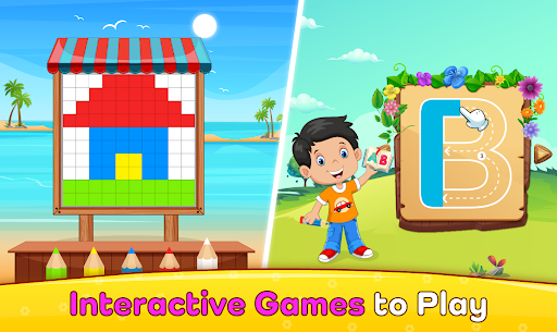 A joyful child playing on a colorful piano app, symbolizing the blend of fun and education in music games.