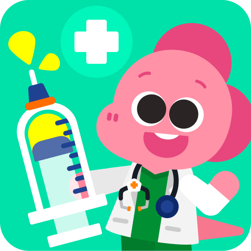 A colorful, playful depiction of children engaging with medical tools and learning in a hospital setting, showcasing joy and curiosity.