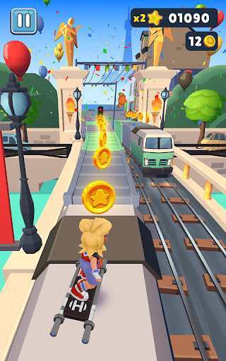 A thrilling chase through vibrant subway landscapes, capturing the excitement and adventure of the Subway Surfers game.