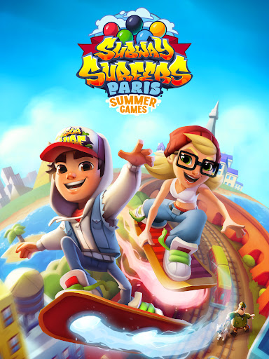 A thrilling chase through vibrant subway landscapes, capturing the excitement and adventure of the Subway Surfers game.