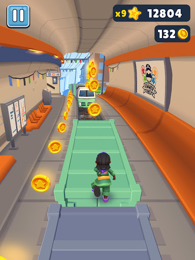 A thrilling chase through vibrant subway landscapes, capturing the excitement and adventure of the Subway Surfers game.