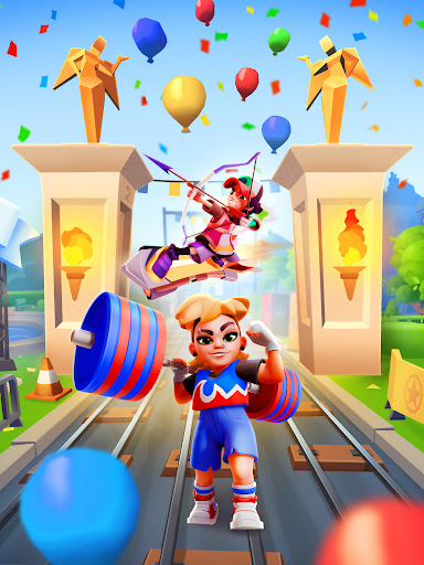 A thrilling chase through vibrant subway landscapes, capturing the excitement and adventure of the Subway Surfers game.