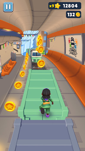 A thrilling chase through vibrant subway landscapes, capturing the excitement and adventure of the Subway Surfers game.