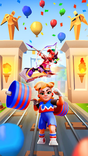 A thrilling chase through vibrant subway landscapes, capturing the excitement and adventure of the Subway Surfers game.