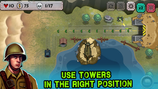 A dynamic battlefield scene from a tower defense game, showcasing intense strategy and vibrant graphics, evoking a sense of excitement and challenge.