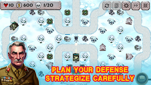 A dynamic battlefield scene from a tower defense game, showcasing intense strategy and vibrant graphics, evoking a sense of excitement and challenge.