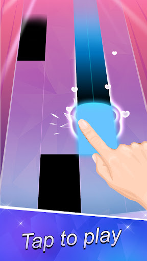 A person intensely focused, tapping away on a smartphone screen with the vibrant colors of a music game in the background, capturing the excitement and rhythm of Piano Tiles 2.