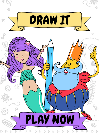 A joyful person drawing enthusiastically on their mobile device, surrounded by vibrant colors and creative sketches, embodying the fun and excitement of the Draw It game.