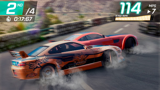 A thrilling race car speeding down a vibrant track, capturing the excitement and intensity of competitive racing.