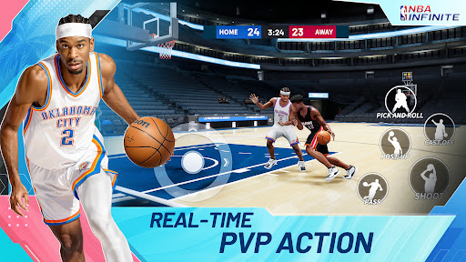 The excitement and energy of a live basketball game captured in a mobile gaming experience, offering thrilling action and immersive graphics.