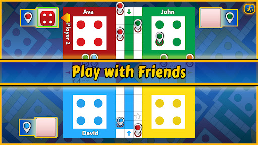 A nostalgic and lively depiction of friends and family gathered around a digital Ludo board, symbolizing joy and togetherness.