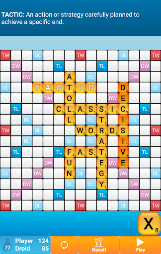 A captivating Scrabble board with tiles spelling out victory, symbolizing the joy and challenge of playing Classic Words.