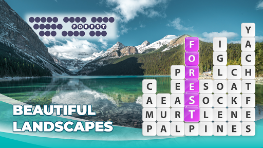 A joyful player immersed in a word puzzle adventure, experiencing a blend of challenge and excitement, akin to surfing through a sea of letters.