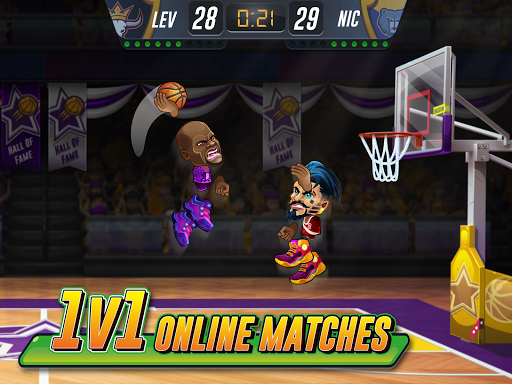 A thrilling basketball game with fast-paced action and competitive spirit, capturing the excitement of online multiplayer sports.