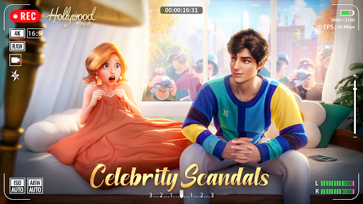 A vivid portrayal of Hollywood's glamour captured in a puzzle game, conveying excitement and celebrity allure.