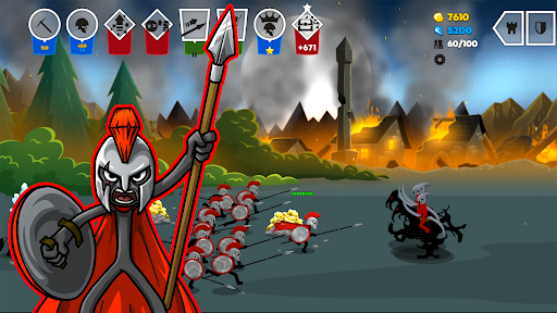 Epic battle of stick figures in a strategic warfare setting, capturing the excitement and tactical depth of Stick War 3.