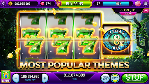 An exhilarating and vibrant experience of classic Las Vegas casino slots, capturing the thrill and anticipation of spinning the reels.