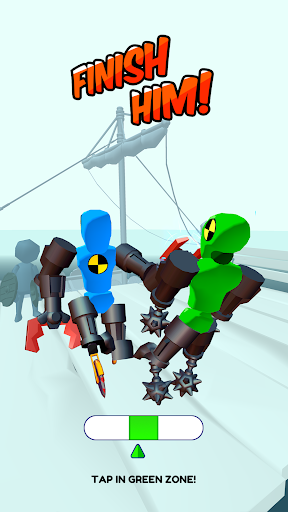 A thrilling and chaotic battle scene from Merge Ragdoll Fighting, showcasing vibrant colors and engaging ragdoll physics, capturing the excitement and humor of the game.