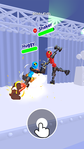 A thrilling and chaotic battle scene from Merge Ragdoll Fighting, showcasing vibrant colors and engaging ragdoll physics, capturing the excitement and humor of the game.