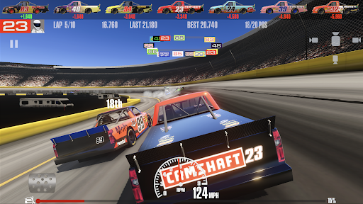 A thrilling race with stock cars speeding around a track, capturing the excitement and intensity of the competition.