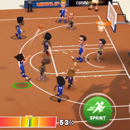 A vibrant and exciting depiction of a basketball game, capturing the thrill and energy of playing on a virtual court, reflecting the spirit of competition and fun.